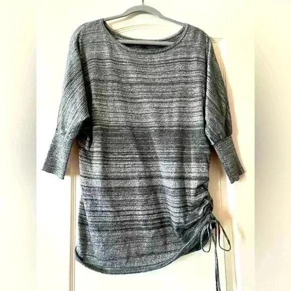 Express Silver Metallic Stretch Top With Side Tie Women’s medium - Picture 1 of 9
